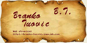 Branko Tuović vizit kartica